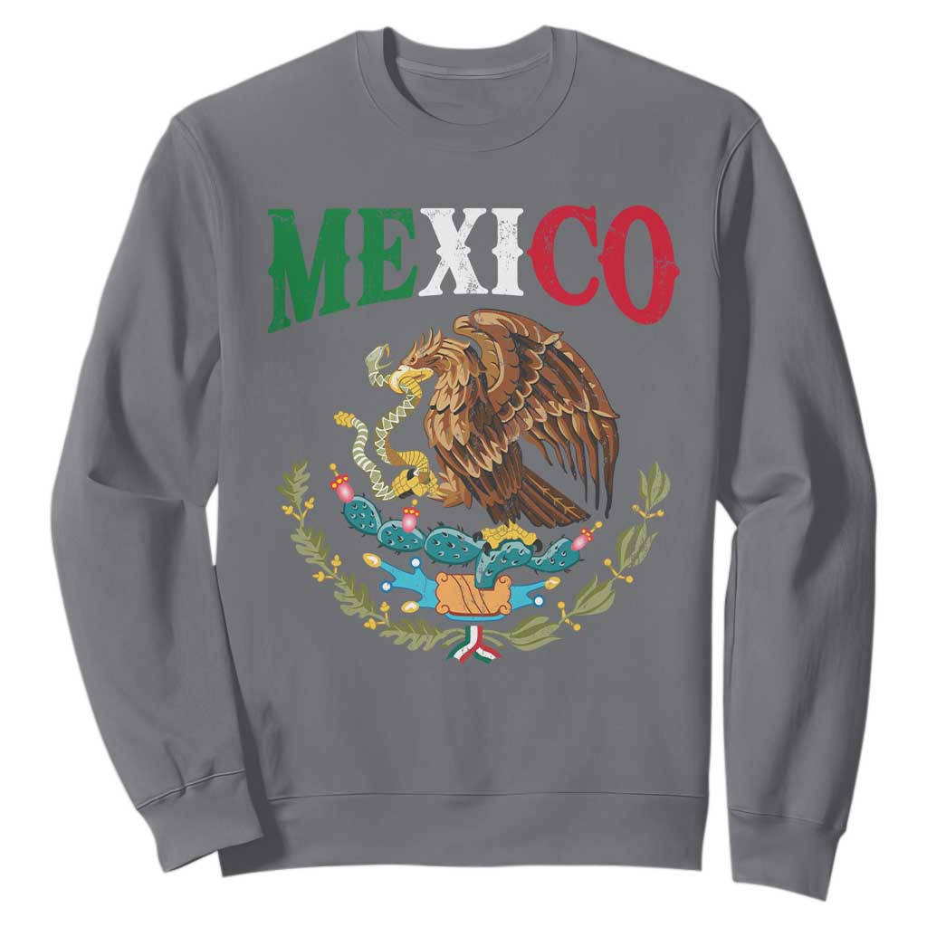 Mexican Coat Of Arms Mexico Vintage Flag Sweatshirt TS11 Charcoal Print Your Wear