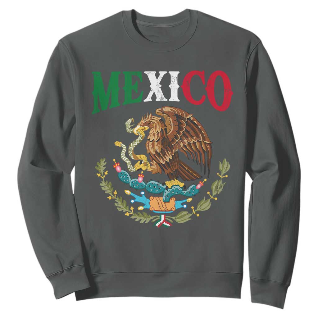 Mexican Coat Of Arms Mexico Vintage Flag Sweatshirt TS11 Dark Heather Print Your Wear