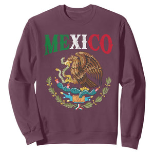 Mexican Coat Of Arms Mexico Vintage Flag Sweatshirt TS11 Maroon Print Your Wear
