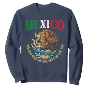 Mexican Coat Of Arms Mexico Vintage Flag Sweatshirt TS11 Navy Print Your Wear