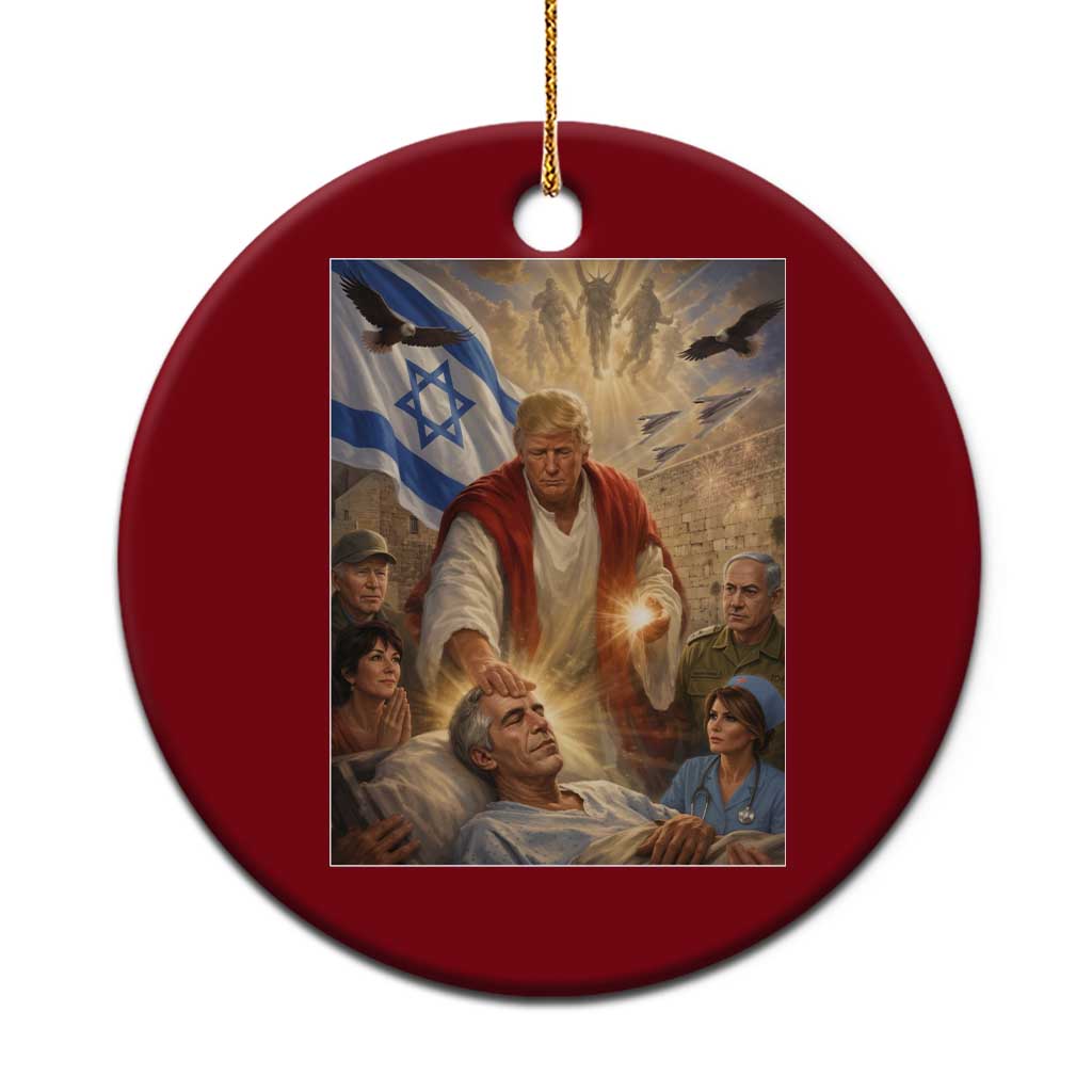 Trump as Jesus Ceramic Ornament Divine Leader Meme Healing Scene Israel Flag TS11 1pc Red Print Your Wear