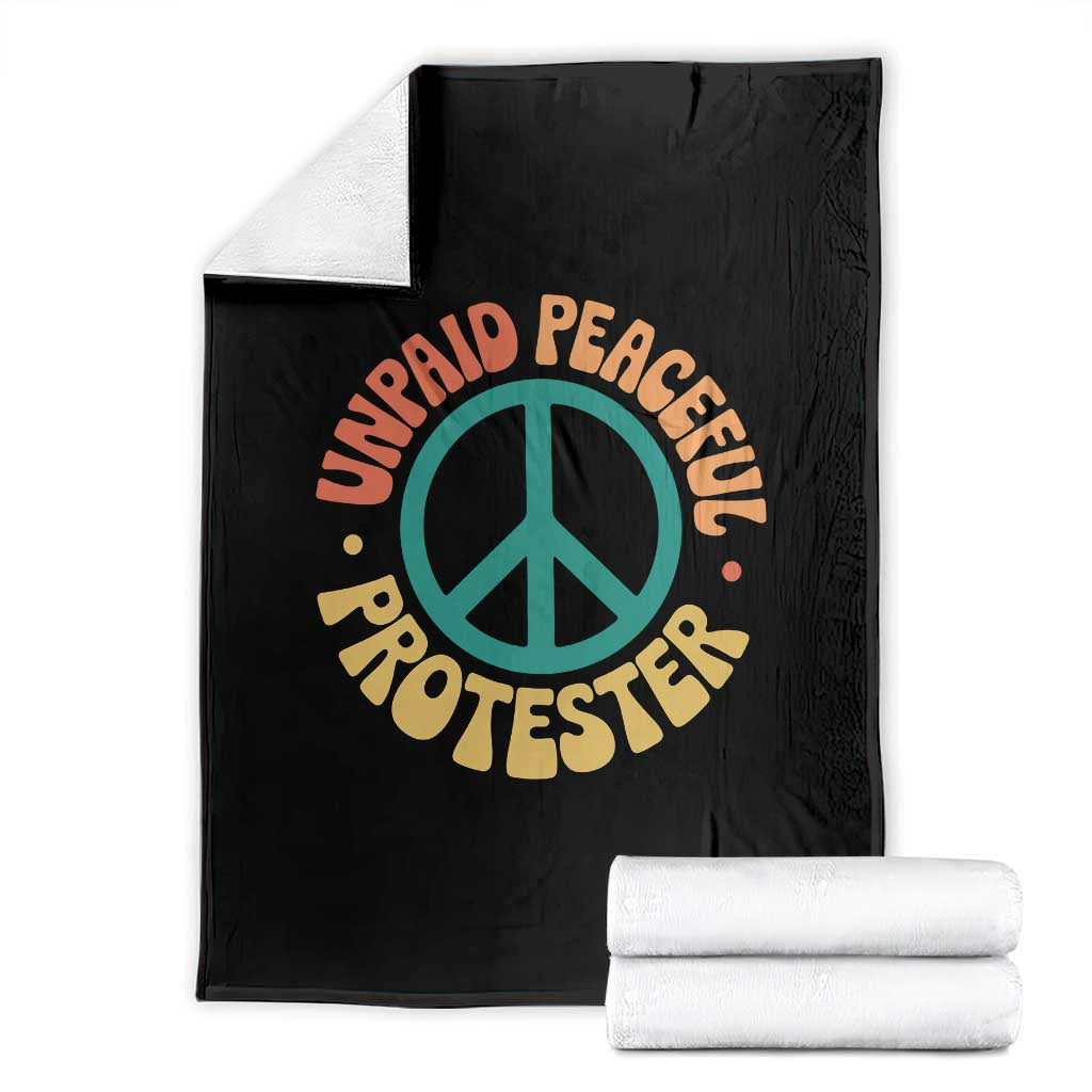 Unpaid Peaceful Protester Throw Blanket Social Justice Floral Peace Sign TS11 Black Print Your Wear