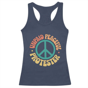 Unpaid Peaceful Protester Racerback Tank Top Social Justice Floral Peace Sign TS11 Navy Print Your Wear