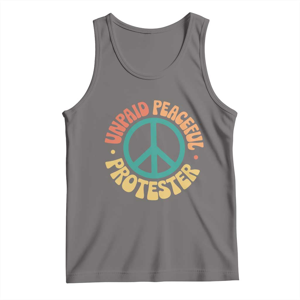 Unpaid Peaceful Protester Tank Top Social Justice Floral Peace Sign TS11 Deep Heather Print Your Wear