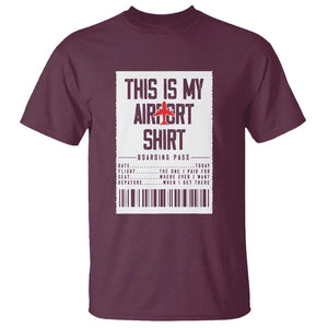 Travel Lover T Shirt This Is My Aiport Shirt Receipt Barcode TS11 Maroon Print Your Wear