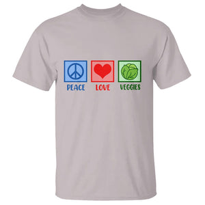 Peace Love Veggies T Shirt Vegetables Themed Funny Vegan Food TS11 Ice Gray Print Your Wear