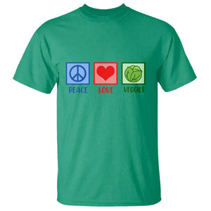 Peace Love Veggies T Shirt Vegetables Themed Funny Vegan Food TS11 Irish Green Print Your Wear