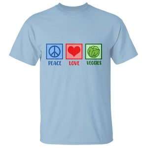 Peace Love Veggies T Shirt Vegetables Themed Funny Vegan Food TS11 Light Blue Print Your Wear