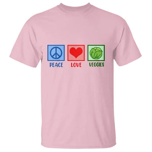 Peace Love Veggies T Shirt Vegetables Themed Funny Vegan Food TS11 Light Pink Print Your Wear