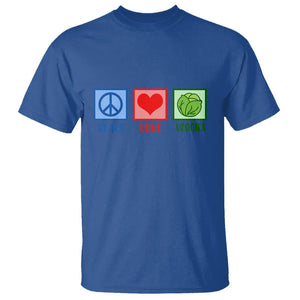 Peace Love Veggies T Shirt Vegetables Themed Funny Vegan Food TS11 Royal Blue Print Your Wear