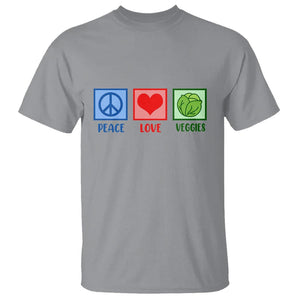 Peace Love Veggies T Shirt Vegetables Themed Funny Vegan Food TS11 Sport Gray Print Your Wear