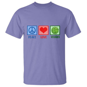 Peace Love Veggies T Shirt Vegetables Themed Funny Vegan Food TS11 Violet Print Your Wear