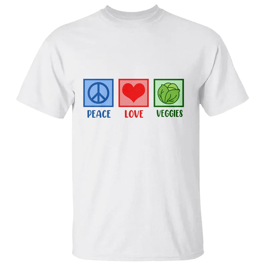 Peace Love Veggies T Shirt Vegetables Themed Funny Vegan Food TS11 White Print Your Wear