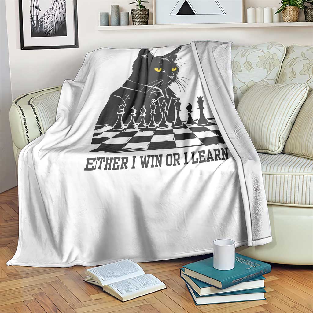 Chess Lover Throw Blanket I Never Lose Either I Win Or I Learn Elegant Cool Cat TS11 Print Your Wear