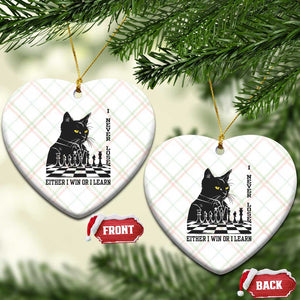 Chess Lover Ceramic Ornament I Never Lose Either I Win Or I Learn Elegant Cool Cat TS11 Print Your Wear