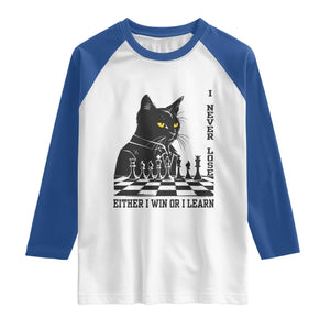 Chess Lover Raglan Shirt I Never Lose Either I Win Or I Learn Elegant Cool Cat TS11 White Royal Print Your Wear