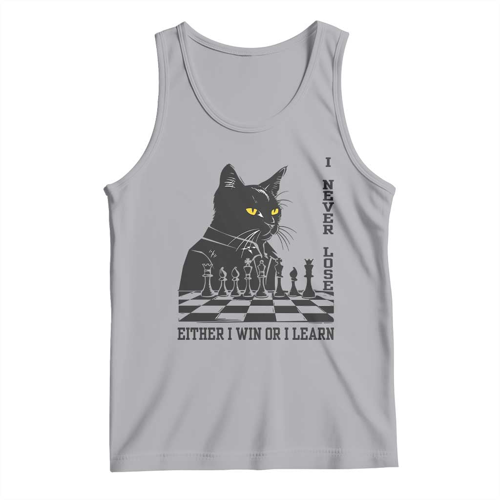Chess Lover Tank Top I Never Lose Either I Win Or I Learn Elegant Cool Cat TS11 Athletic Heather Print Your Wear