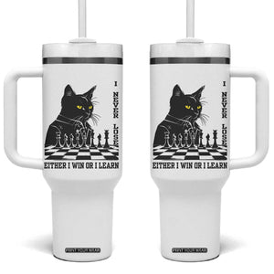 Chess Lover Tumbler With Handle I Never Lose Either I Win Or I Learn Elegant Cool Cat TS11 One Size: 40 oz White Print Your Wear