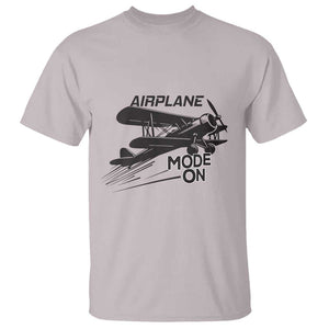 Funny Biplane T Shirt Airplane Mode On Flying Pilots TS11 Ice Gray Print Your Wear