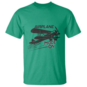 Funny Biplane T Shirt Airplane Mode On Flying Pilots TS11 Irish Green Print Your Wear