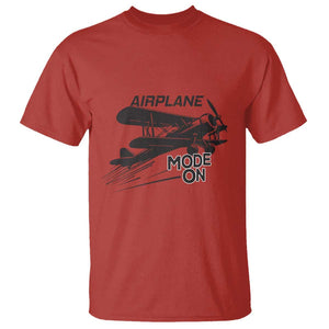 Funny Biplane T Shirt Airplane Mode On Flying Pilots TS11 Red Print Your Wear