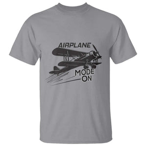 Funny Biplane T Shirt Airplane Mode On Flying Pilots TS11 Sport Gray Print Your Wear