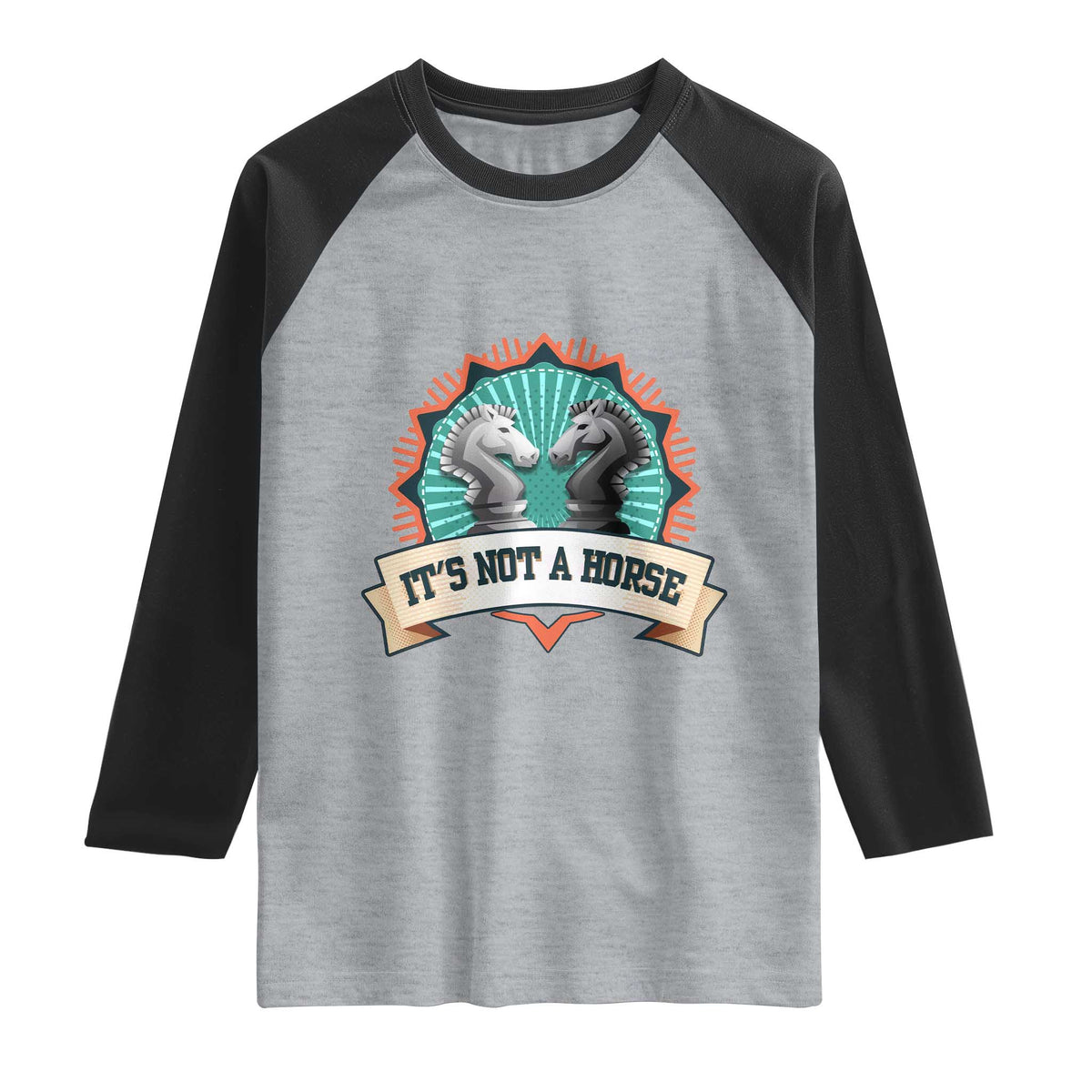 Funny Chess Lover Raglan Shirt It's Not A Horse Knight Horse TS11 Heather Gray Black Print Your Wear