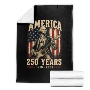 George Washington Playing Guitar 4th July US 250th Anniversary Throw Blanket TS11 Black Print Your Wear