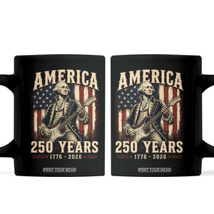 George Washington Playing Guitar 4th July US 250th Anniversary Coffee Mug TS11 Black Print Your Wear