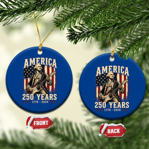 George Washington Playing Guitar 4th July US 250th Anniversary Ceramic Ornament TS11 1pc Blue Print Your Wear