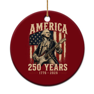 George Washington Playing Guitar 4th July US 250th Anniversary Ceramic Ornament TS11 1pc Red Print Your Wear