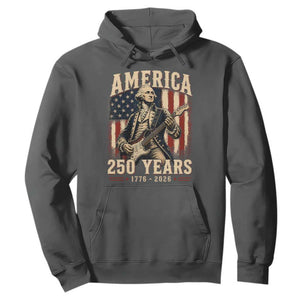 George Washington Playing Guitar 4th July US 250th Anniversary Hoodie TS11 Dark Heather Print Your Wear