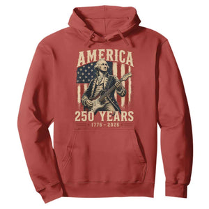 George Washington Playing Guitar 4th July US 250th Anniversary Hoodie TS11 Red Print Your Wear