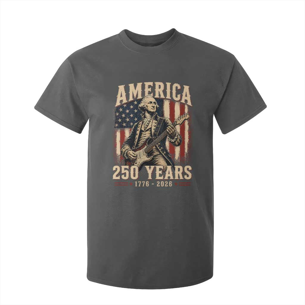 George Washington Playing Guitar 4th July US 250th Anniversary T Shirt For Kid TS11 Dark Heather Print Your Wear