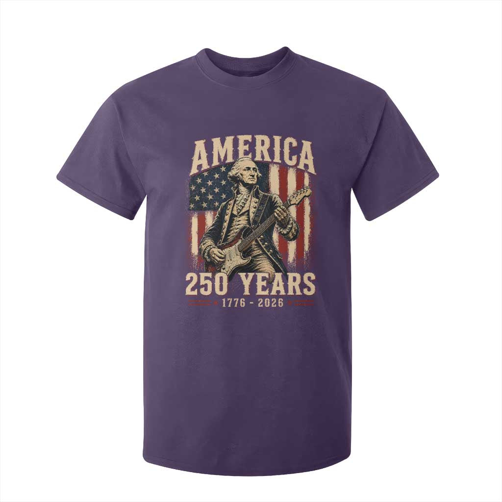George Washington Playing Guitar 4th July US 250th Anniversary T Shirt For Kid TS11 Purple Print Your Wear