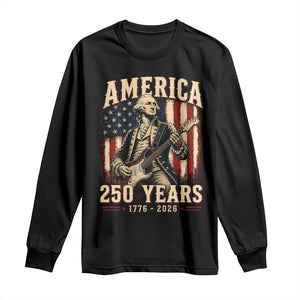 George Washington Playing Guitar 4th July US 250th Anniversary Long Sleeve Shirt TS11 Black Print Your Wear