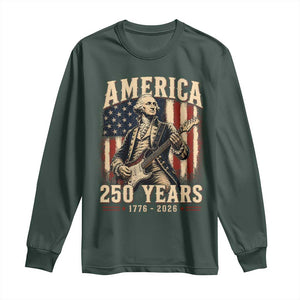 George Washington Playing Guitar 4th July US 250th Anniversary Long Sleeve Shirt TS11 Dark Forest Green Print Your Wear