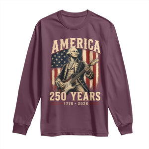 George Washington Playing Guitar 4th July US 250th Anniversary Long Sleeve Shirt TS11 Maroon Print Your Wear