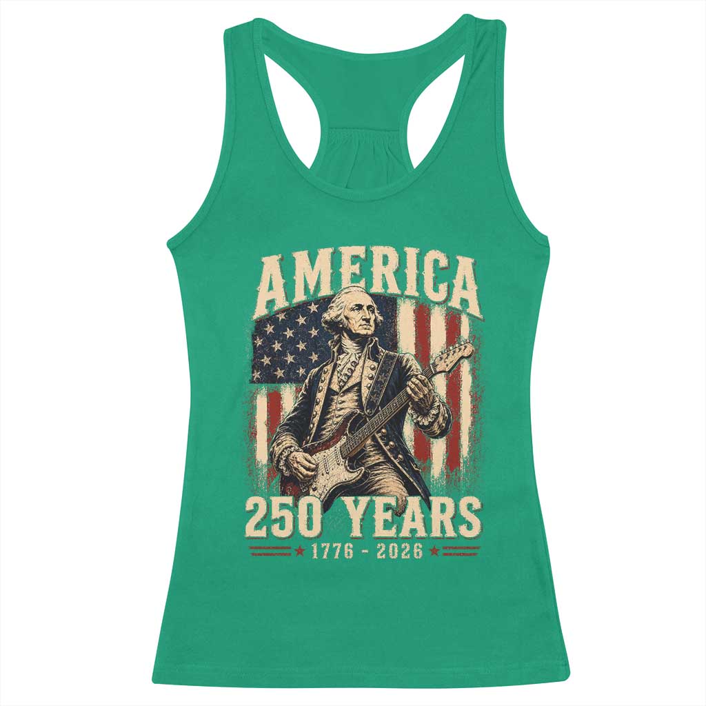 George Washington Playing Guitar 4th July US 250th Anniversary Racerback Tank Top TS11 Irish Green Print Your Wear