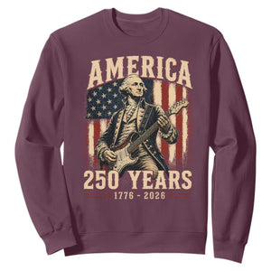 George Washington Playing Guitar 4th July US 250th Anniversary Sweatshirt TS11 Maroon Print Your Wear