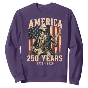 George Washington Playing Guitar 4th July US 250th Anniversary Sweatshirt TS11 Purple Print Your Wear