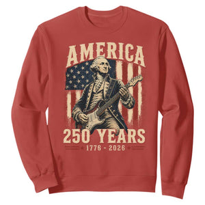 George Washington Playing Guitar 4th July US 250th Anniversary Sweatshirt TS11 Red Print Your Wear