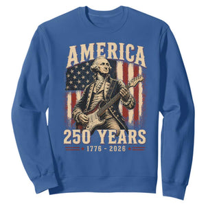George Washington Playing Guitar 4th July US 250th Anniversary Sweatshirt TS11 Royal Blue Print Your Wear