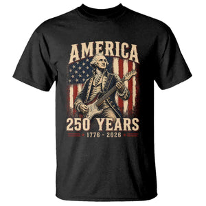 George Washington Playing Guitar 4th July US 250th Anniversary T Shirt TS11 Black Print Your Wear