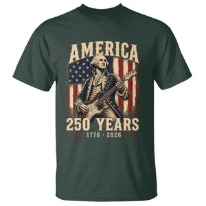 George Washington Playing Guitar 4th July US 250th Anniversary T Shirt TS11 Dark Forest Green Print Your Wear