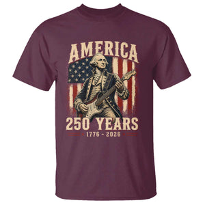 George Washington Playing Guitar 4th July US 250th Anniversary T Shirt TS11 Maroon Print Your Wear