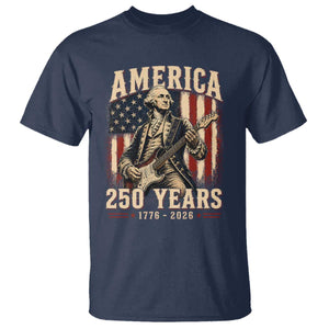 George Washington Playing Guitar 4th July US 250th Anniversary T Shirt TS11 Navy Print Your Wear