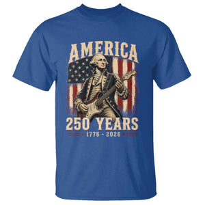 George Washington Playing Guitar 4th July US 250th Anniversary T Shirt TS11 Royal Blue Print Your Wear