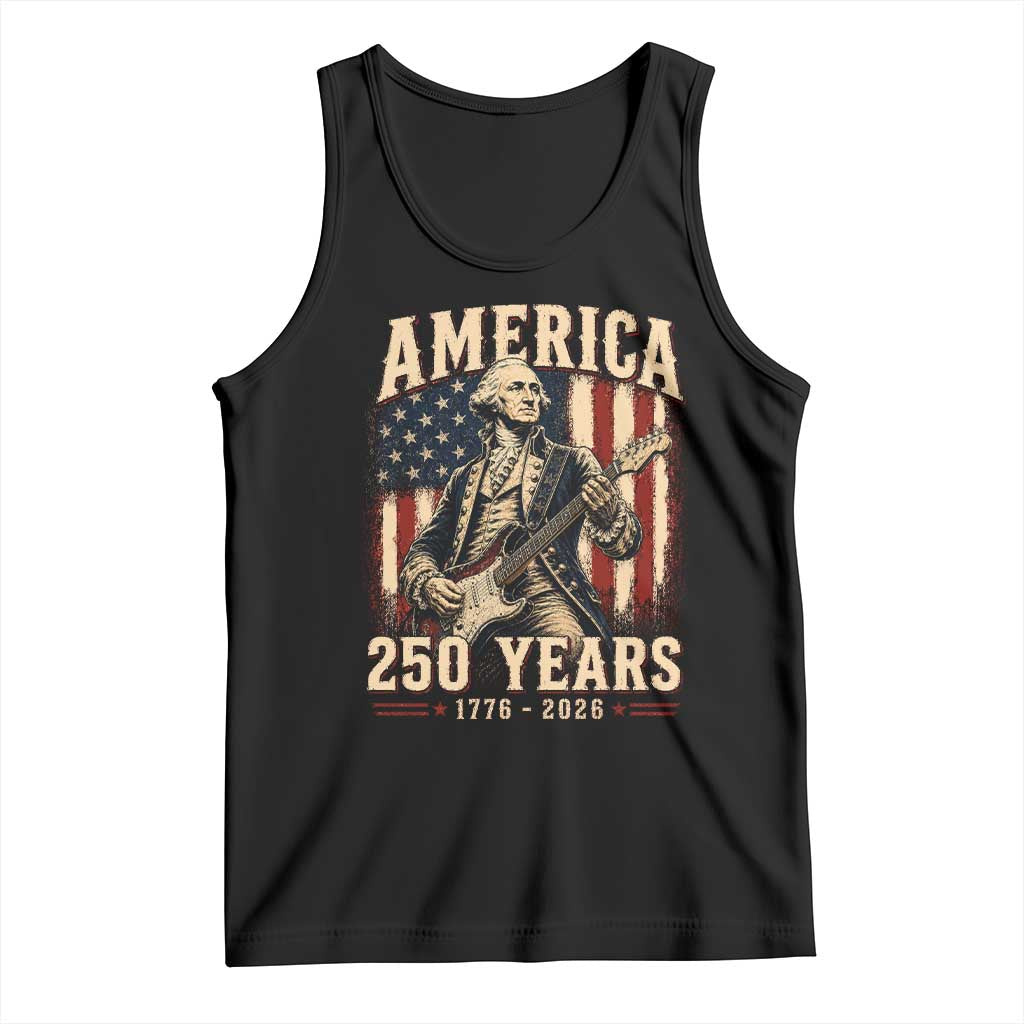 George Washington Playing Guitar 4th July US 250th Anniversary Tank Top TS11 Black Print Your Wear