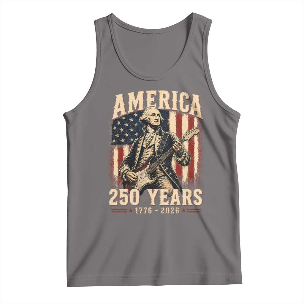 George Washington Playing Guitar 4th July US 250th Anniversary Tank Top TS11 Deep Heather Print Your Wear
